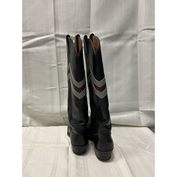 Vintage Miss Capezio Women's 5.5 Western Cowboy Boots‎ Black Leather V-Stripe - Picture 7 of 16